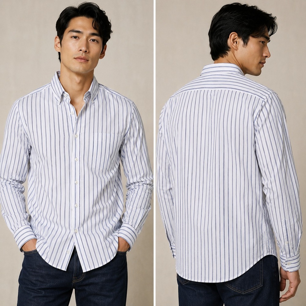 Polo Ralph Lauren Men's Dress Shirt 16 Blue Stripe No Care Tags